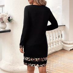 Leopard Print Long Sleeve Dress