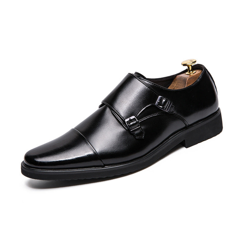 Men's British Monk Strap Slip-On Leather Formal Shoes