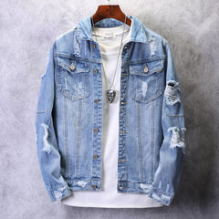 Men's Casual Ripped Denim Jacket