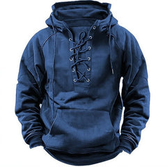 INS Lace-Up Hoodie for Men – Casual Sports Sweatshirt with Pockets, Long-Sleeve Comfortable Top
