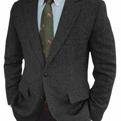 Men's Business Casual Herringbone Suit Jacket