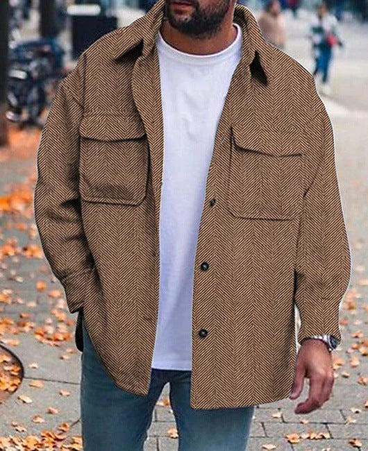 Men's Coat Polo Collar Top Casual Fashion