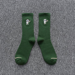 Embroidered Cotton Socks Astronaut All-Match Sports Socks