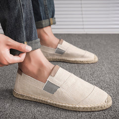 Handmade Straw & Canvas Shoes – Casual Breathable Men’s Footwear