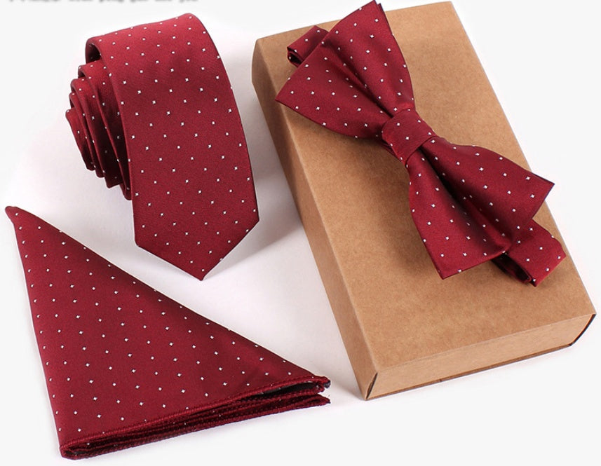 Slim Necktie Set Men's Three-Piece Bow Tie