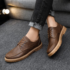 Men’s British Style Casual Leather Shoes – Lace-Up Design