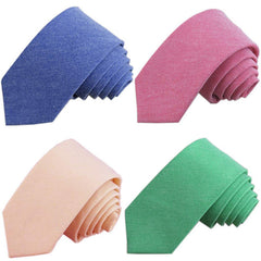 Solid Color Cotton And Linen Men's Casual Narrow Tie