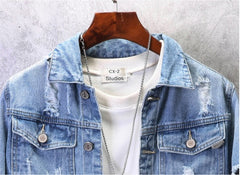 Men's Casual Ripped Denim Jacket