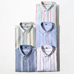 Striped Cotton Oxford Anti-wrinkle Business Casual Shirt For Men