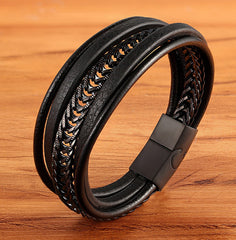 Men’s Simple Leather Bracelet – Versatile Punk Style Fashion Accessory
