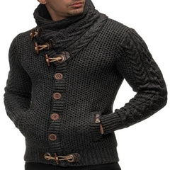 Men’s Knitted Jacket with High Collar – Stylish Button-Up Sweater for Cozy Everyday Wear