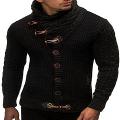 Men’s Knitted Jacket with High Collar – Stylish Button-Up Sweater for Cozy Everyday Wear
