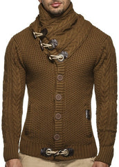 Men’s Knitted Jacket with High Collar – Stylish Button-Up Sweater for Cozy Everyday Wear