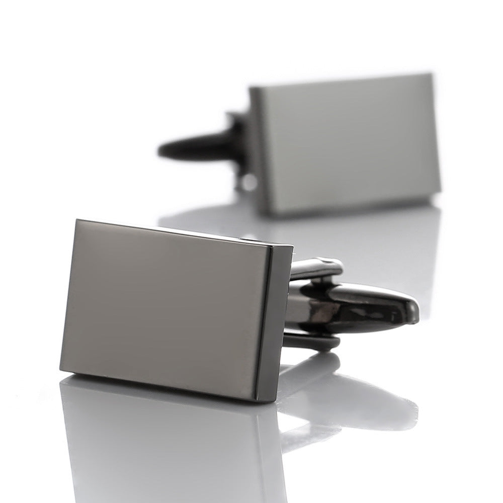 Plain And Simple Metal Rectangular High Quality Business Shirt Cufflinks