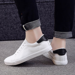 Men’s Spring Casual Leather Sneakers – White Fashion Shoes
