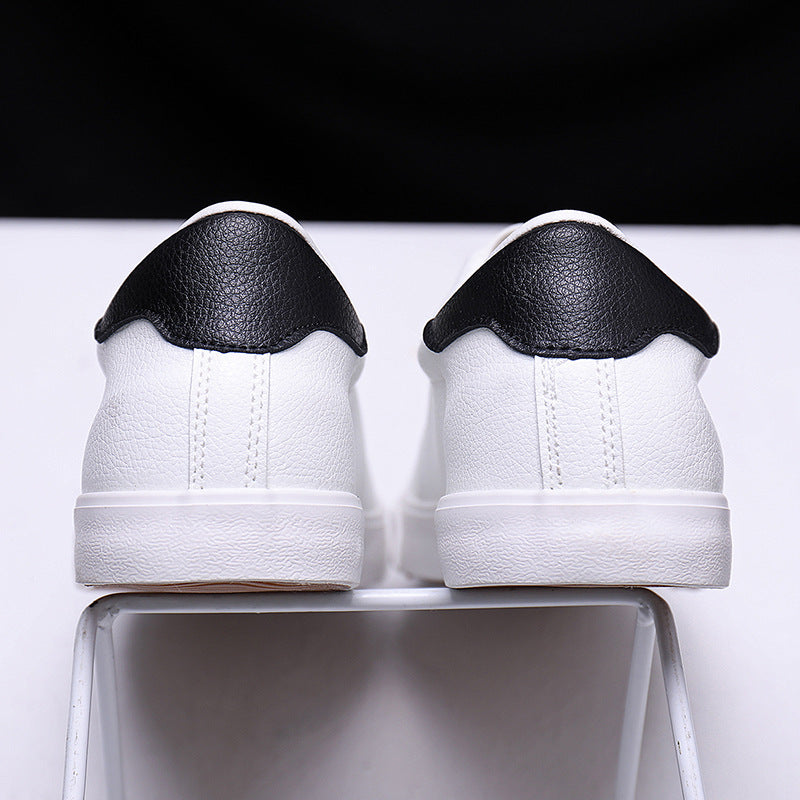 Men’s Spring Casual Leather Sneakers – White Fashion Shoes