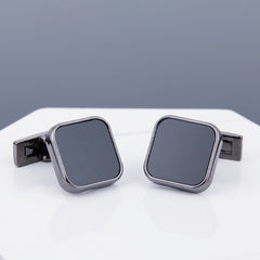 Men's Cufflinks Black Face Grey Copper Sleeve Stud