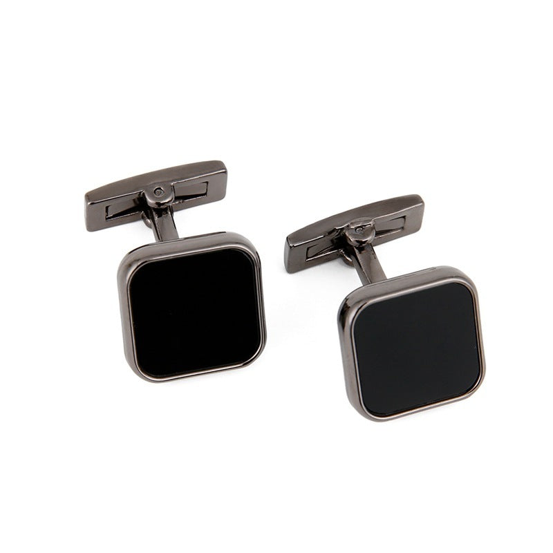Men's Cufflinks Black Face Grey Copper Sleeve Stud