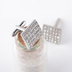 Men's French Style Fashion Diamond Square Cufflinks