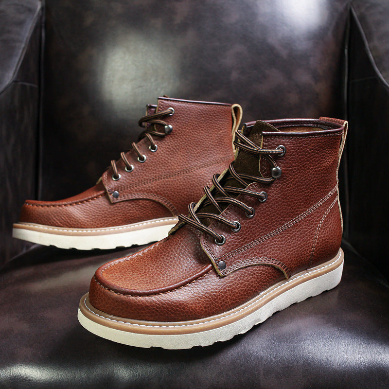 Retro British Outdoor Genuine Leather High-Top Casual Boots For Men