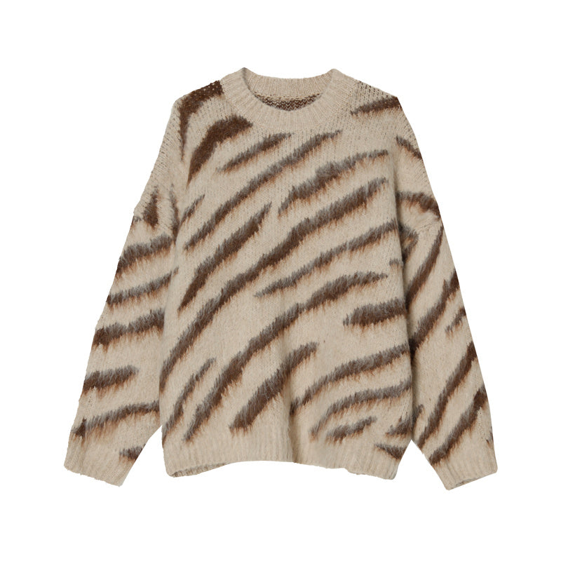 Men’s Zebra Print Mohair Knit Sweater