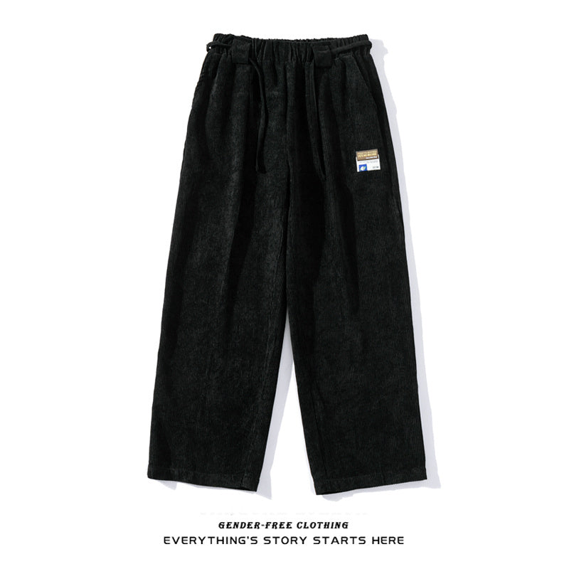 Spring and Summer Unisex Corduroy Straight Casual Pants – Wide-Leg Cotton Trousers