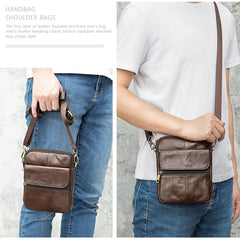 Men's Genuine Leather Waist Bag Shoulder Bag For Casual Use