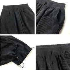 Old Corduroy Casual Pants for Men – Loose Straight Elastic Waist Spring Trousers