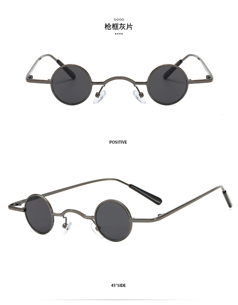 Hip Hop Super Small Round Frame Retro Sunglasses For Men