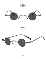 Hip Hop Super Small Round Frame Retro Sunglasses For Men