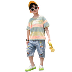 Summer Big Boy Handsome Short Sleeve Two-Piece Suit