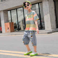 Summer Big Boy Handsome Short Sleeve Two-Piece Suit