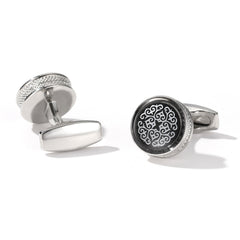 Fashion Pattern Round Silver Cufflinks For Men