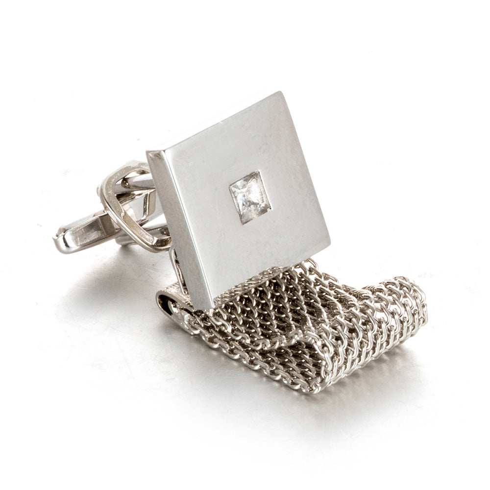 Shirt Cufflinks Chain Square White Crystal Business Cufflinks