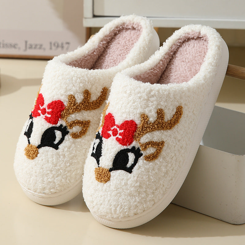 Men’s Cartoon Santa Claus Slippers – Cozy Furry Holiday Home Shoes