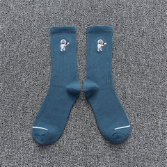 Embroidered Cotton Socks Astronaut All-Match Sports Socks