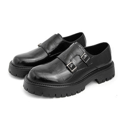 Men's Thick-Soled Horsebit Buckle Leather Loafers
