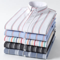 Striped Cotton Oxford Anti-wrinkle Business Casual Shirt For Men