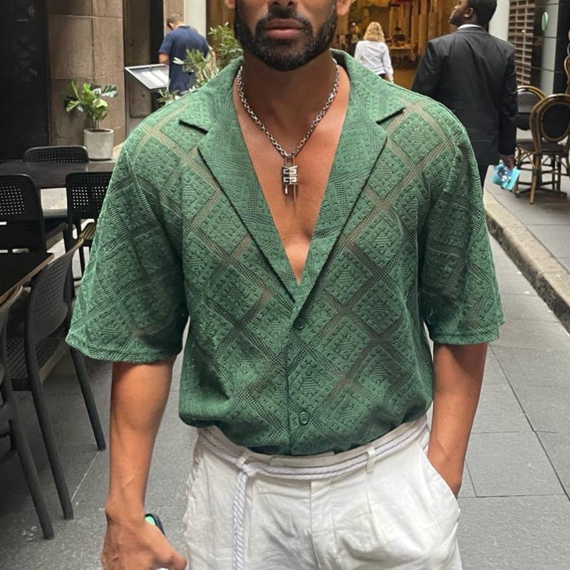 Men’s Breathable Lapel Casual Shirt – Short Sleeve