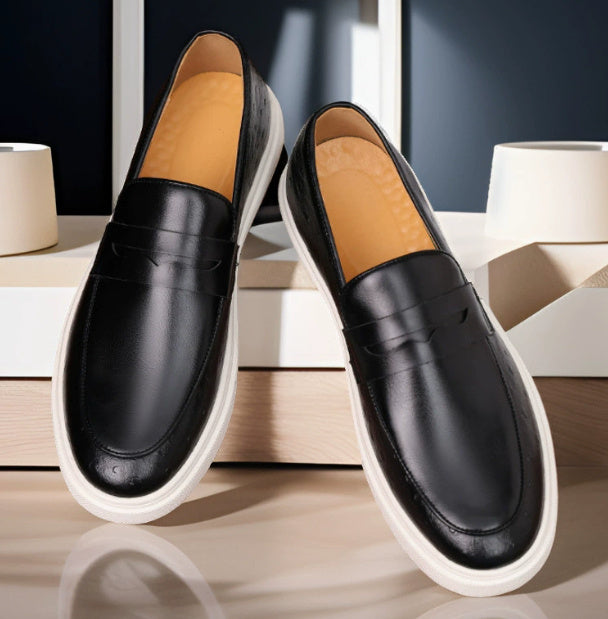 Men's Breathable British Style Loafers – Classic Casual Slip-On Dress Shoes
