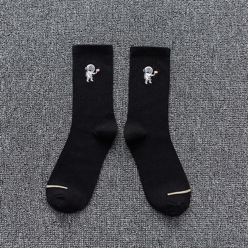 Embroidered Cotton Socks Astronaut All-Match Sports Socks