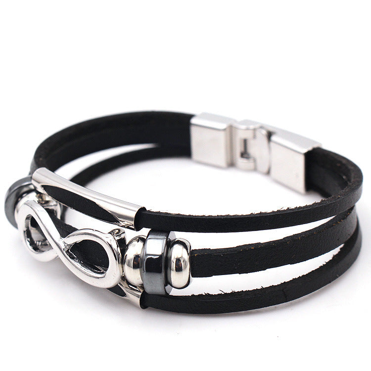 Men’s Retro Cowhide Leather Bracelet – Casual Vintage Fashion Accessory