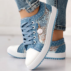 Floral Embroidered Polka Dot Print Sneakers – Stylish & Comfortable Shoes