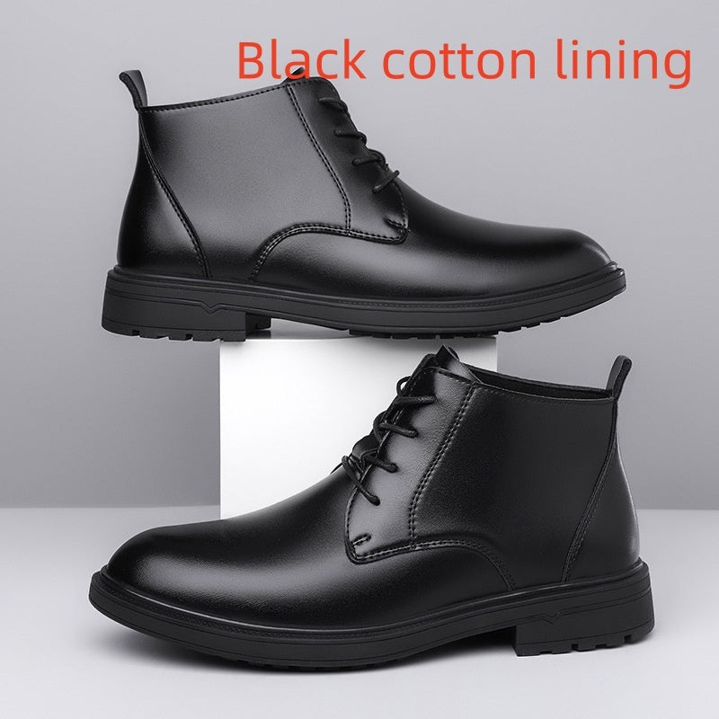 Retro Lace Up Denim Trendy Mid-Length Warm Non-slip Men's Martin Boots