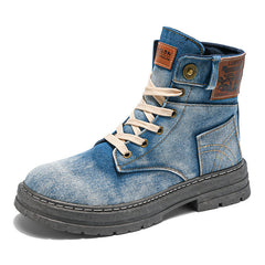 Men's Mid-Top Denim Casual All-Matching Work Clothes Martin Boots