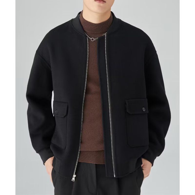 Baseball Collar Double-Sided Woolen Jacket For Men