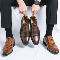 Men’s Square Toe Leather Shoes – Breathable British Business Style