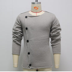 European And American Style Oblique Placket Thick Needle Sweater