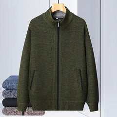 Stand Collar Sweater Coat For Men Fleece Jacket