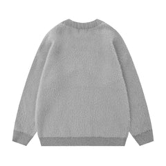 Solid Color Loose Cardigan Sweater Men